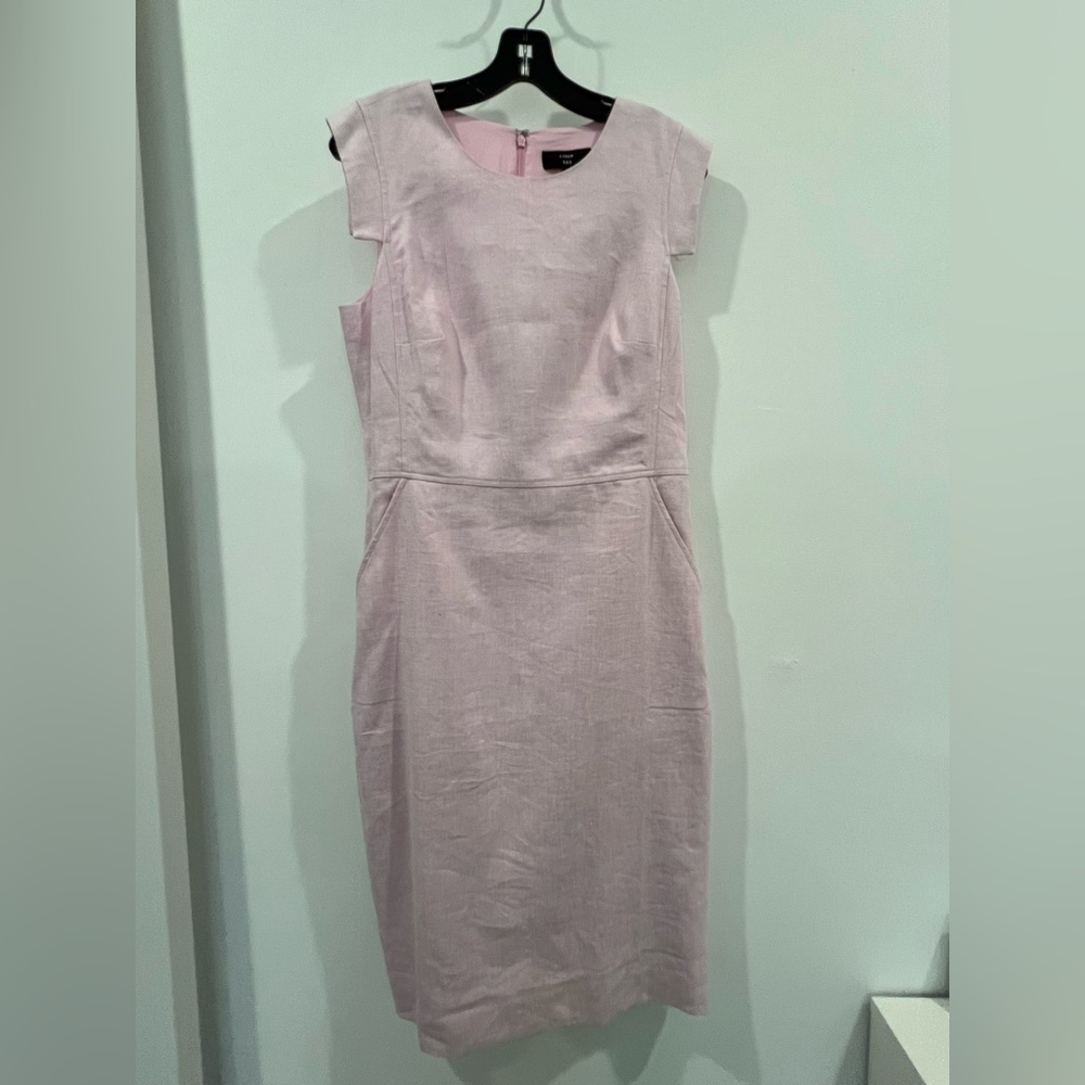 J. Crew Pale Pink Cap-Sleeve Midi Sheath Dress
